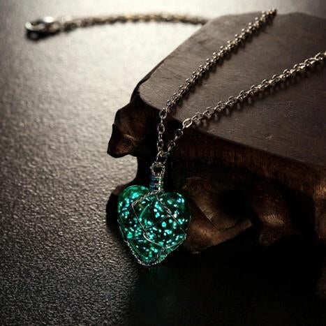 Crystal Heart Glow In The Dark Necklace