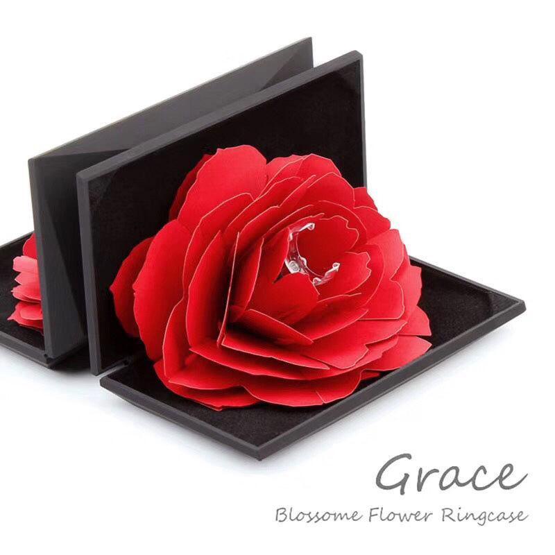 3D Pop Up Red Rose Flower Ring Box
