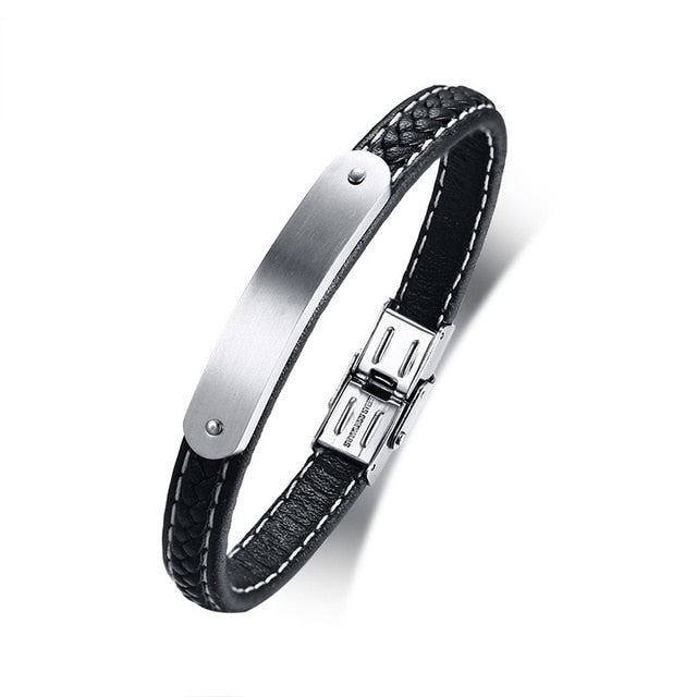 Personalised Classic Stainless Steel Men's Black Bracelet