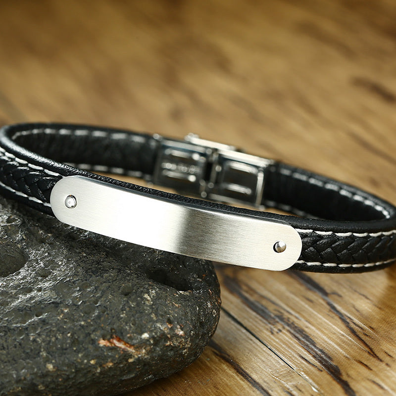 Personalised Classic Stainless Steel Men's Black Bracelet