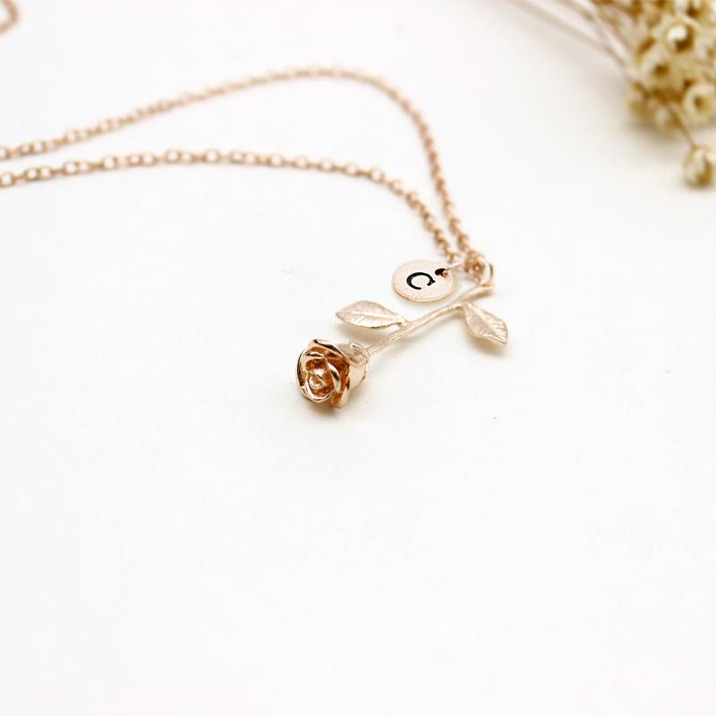 Rose Initial Necklace